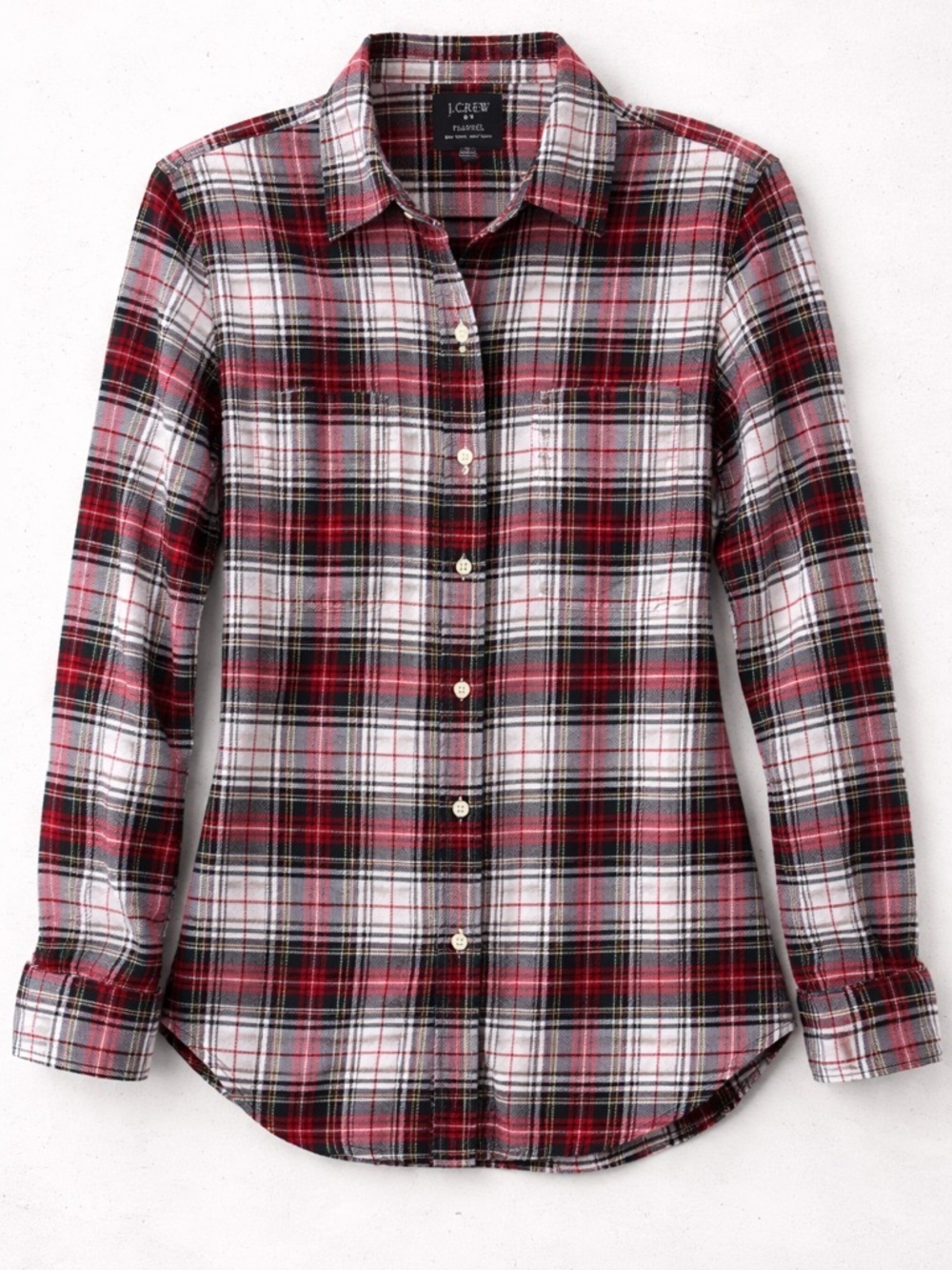 J.Crew Plaid Flannel Shirt Small | Red Black White Button Down Classic Preppy